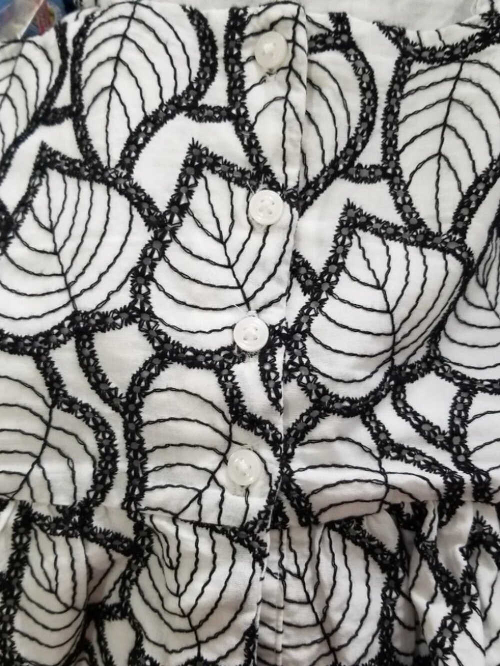 Janie and Jack Black and White Eyelet Leaf Print Dress Girls size 8 (C23) - Picture 6 of 6